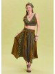 Green Patterned Asymmetrical Skirt with Gipe Detail and Tied Waist 4503